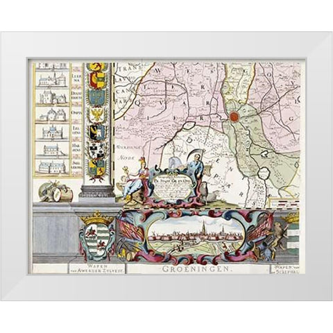 Large Wall Map of Groningen. W. and F White Modern Wood Framed Art Print by Helpen, Coenders Van