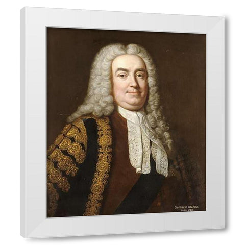 Portrait of Sir Robert Walpole White Modern Wood Framed Art Print by Van Loo, Jean Baptiste
