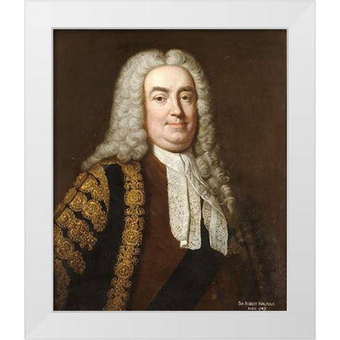 Portrait of Sir Robert Walpole White Modern Wood Framed Art Print by Van Loo, Jean Baptiste