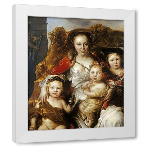 A Pastoral Group Portrait White Modern Wood Framed Art Print by Van Noordt, Jan