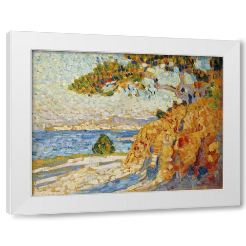 Countryside at Noon White Modern Wood Framed Art Print by Van Rysselberghe, Theo