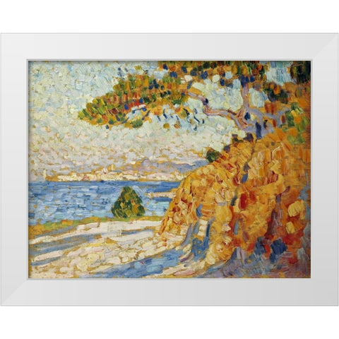 Countryside at Noon White Modern Wood Framed Art Print by Van Rysselberghe, Theo