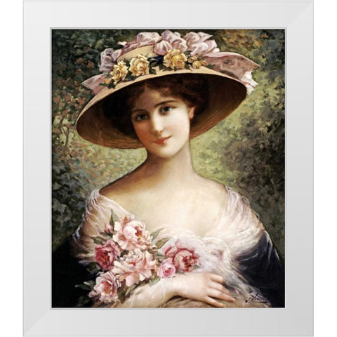 The Fancy Bonnet White Modern Wood Framed Art Print by Vernon, Emile