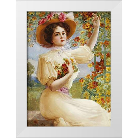 A Summer Beauty White Modern Wood Framed Art Print by Vernon, Emile