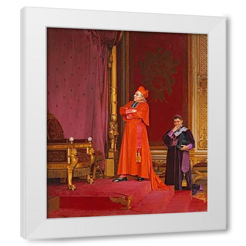 A Cardinal Looking at Napoleons Throne White Modern Wood Framed Art Print by Vibert, Jean Georges