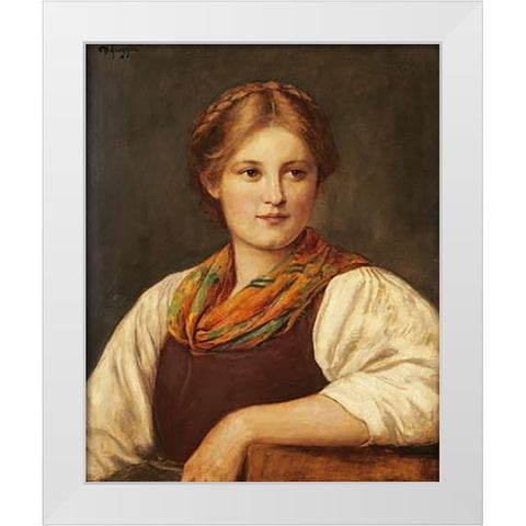 A Bavarian Peasant Girl White Modern Wood Framed Art Print by Von Defregger, Franz
