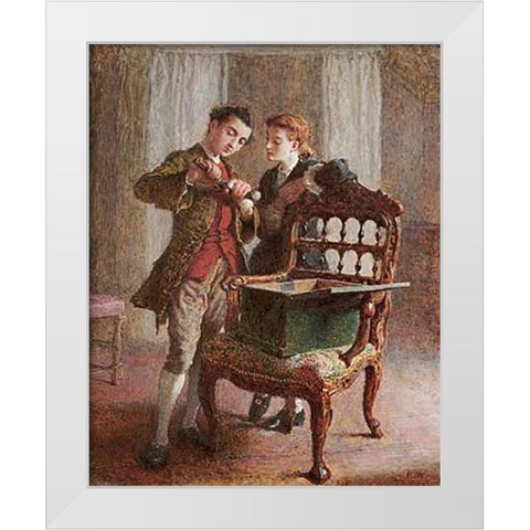 A Drawing Room Scene White Modern Wood Framed Art Print by Walker, Frederick