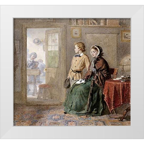 The New Boy White Modern Wood Framed Art Print by Walker, Frederick