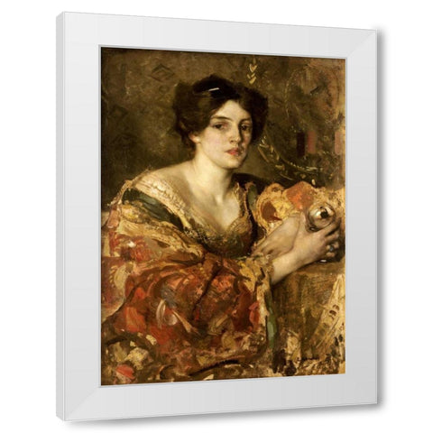 The Fortune Teller, Miss Jane Aitken White Modern Wood Framed Art Print by Walton, Edward Arthur