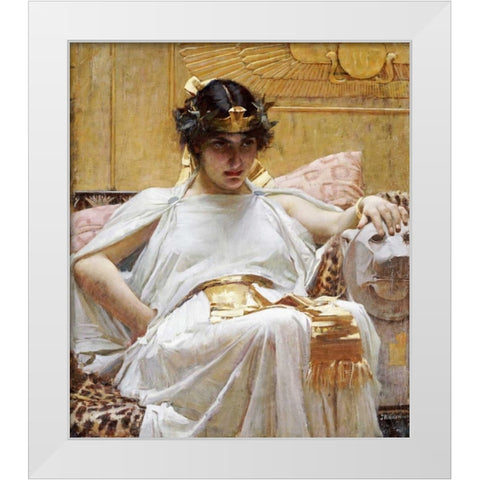 Cleopatra White Modern Wood Framed Art Print by Waterhouse, John William