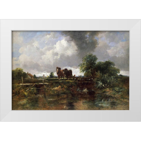 A Wooded River Landscape White Modern Wood Framed Art Print by Watts, Frederick Waters