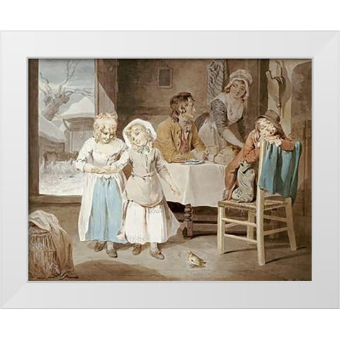 The Pet Robin White Modern Wood Framed Art Print by Wheatley, Francis