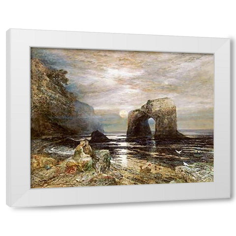 The Honeymoon White Modern Wood Framed Art Print by Woolmer, Alfred Joseph