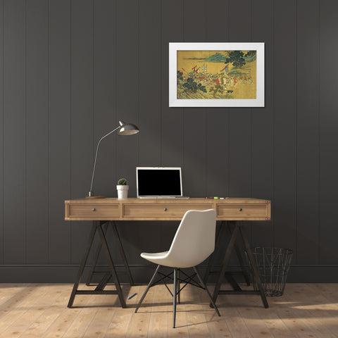 Foreign Tributaries En Route To China White Modern Wood Framed Art Print by Xi, Shang