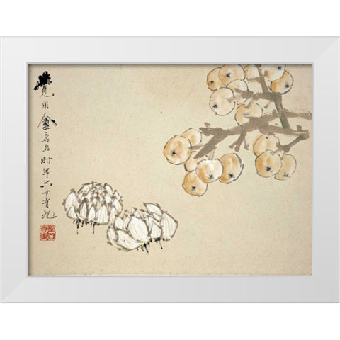 Apples White Modern Wood Framed Art Print by Gu, Xu