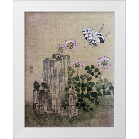 Silk Leaf From An Album of Flower and Bird Paintings White Modern Wood Framed Art Print by Yi, Jing