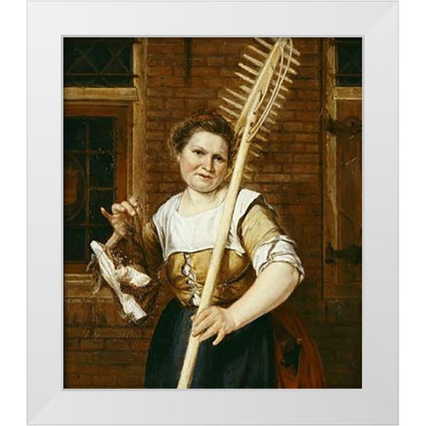 Wife of Haymaker White Modern Wood Framed Art Print by Zegelaar, Gerrit