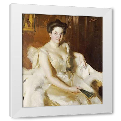 Portrait of Mrs De Ver Warner White Modern Wood Framed Art Print by Zorn, Anders Leonard