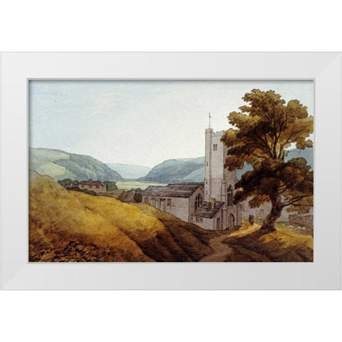 From The Churchyard at Dulverton, Somerset White Modern Wood Framed Art Print by Abbott, John White