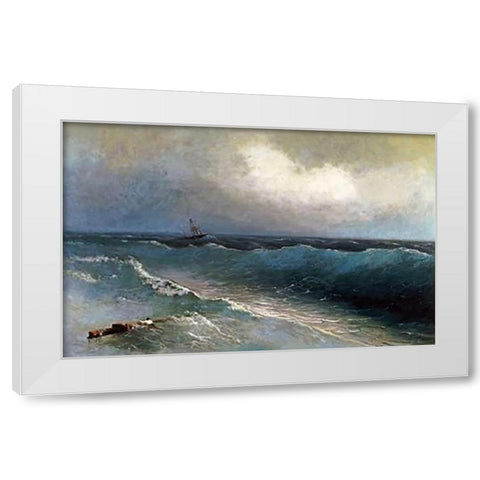 The Survivor White Modern Wood Framed Art Print by Aivasowsky, Ivan Konstantinovich