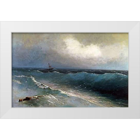The Survivor White Modern Wood Framed Art Print by Aivasowsky, Ivan Konstantinovich
