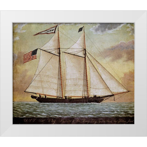 The Schooner Whig White Modern Wood Framed Art Print by American School