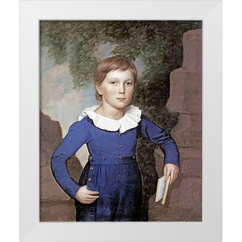 Portrait of a Boy White Modern Wood Framed Art Print by American School