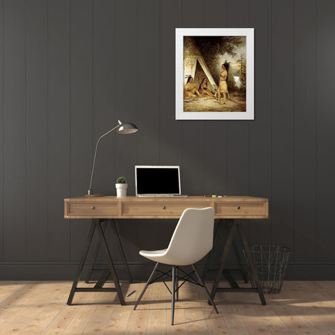 The Betrothal of Hiawatha White Modern Wood Framed Art Print by American School