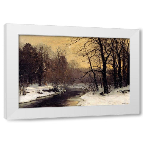 A Winter River Landscape White Modern Wood Framed Art Print by Anderson-Lundby, Anders