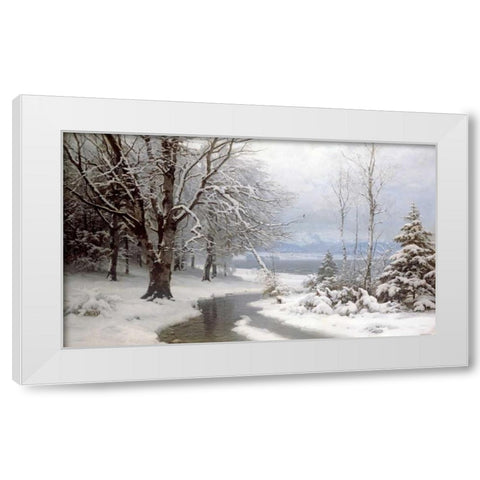 A Wooded Winter Landscape White Modern Wood Framed Art Print by Anderson-Lundby, Anders