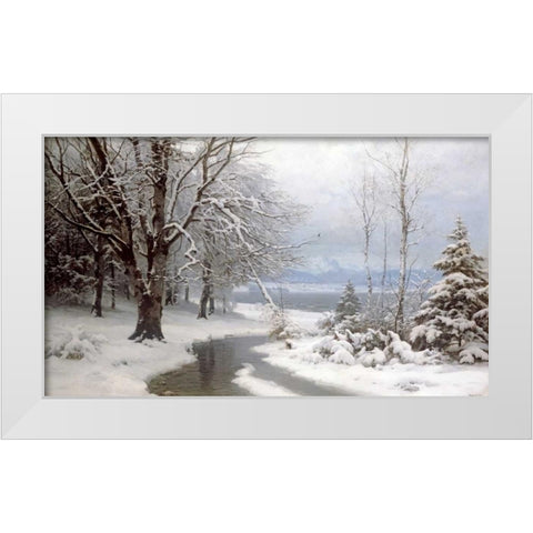 A Wooded Winter Landscape White Modern Wood Framed Art Print by Anderson-Lundby, Anders