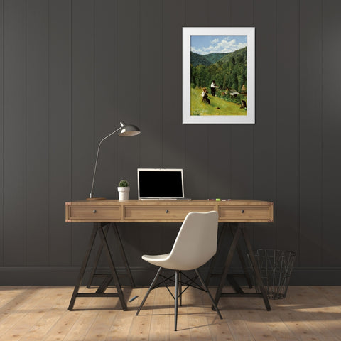The Farmer and His Son at Harvesting White Modern Wood Framed Art Print by Anshutz, Thomas Pollock