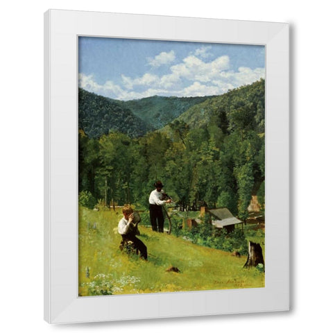 The Farmer and His Son at Harvesting White Modern Wood Framed Art Print by Anshutz, Thomas Pollock