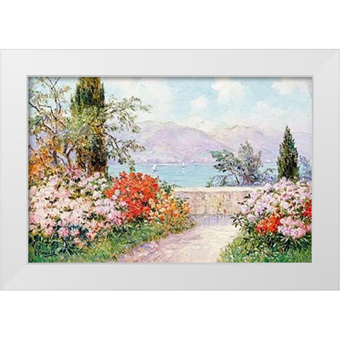 The Gardens of The Villa Melzi on Lake Como White Modern Wood Framed Art Print by Arnold, Friederich