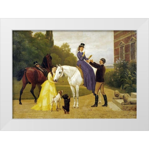 Home From Riding White Modern Wood Framed Art Print by Bache, Otto