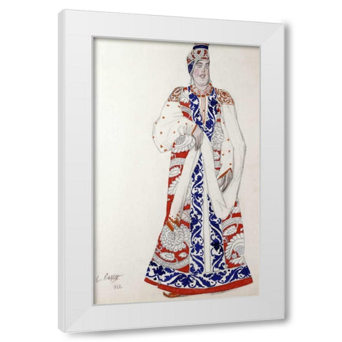Costume Design For The Production Moskwa White Modern Wood Framed Art Print by Bakst, Leon