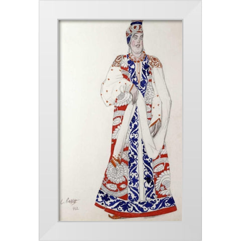Costume Design For The Production Moskwa White Modern Wood Framed Art Print by Bakst, Leon