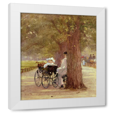 A Rest In The Row White Modern Wood Framed Art Print by Bartom, Rose Maynard