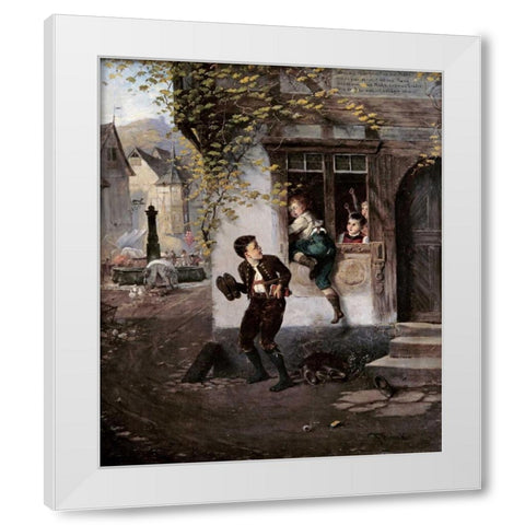 The Naughty Schoolboys White Modern Wood Framed Art Print by Beinke, Fritz