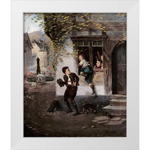 The Naughty Schoolboys White Modern Wood Framed Art Print by Beinke, Fritz