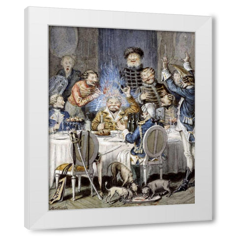 Illustrations For The Adventures of Baron Munchausen White Modern Wood Framed Art Print by Bichard, Alphonse Adolf
