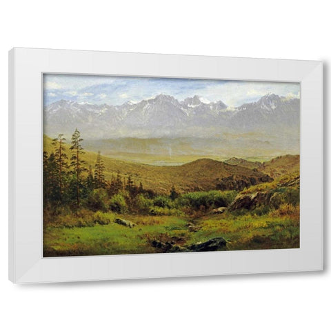 In The Foothills of The Rockies White Modern Wood Framed Art Print by Bierstadt, Albert