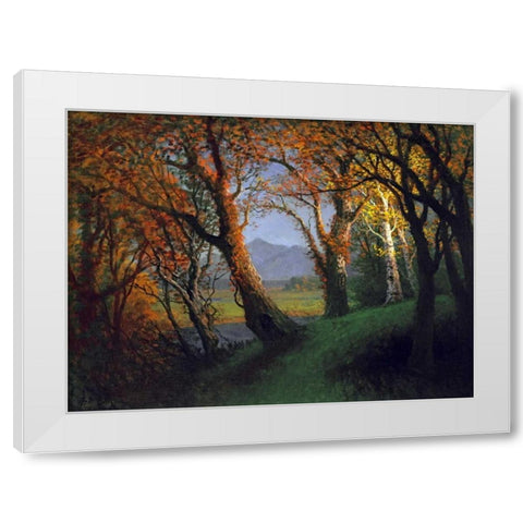 Sunset In The Nebraska Territory White Modern Wood Framed Art Print by Bierstadt, Albert