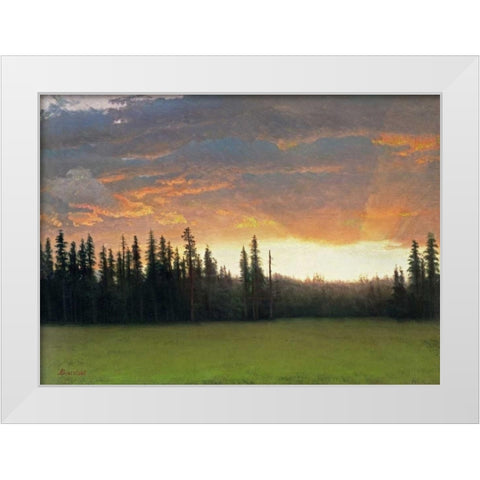 California Sunset White Modern Wood Framed Art Print by Bierstadt, Albert