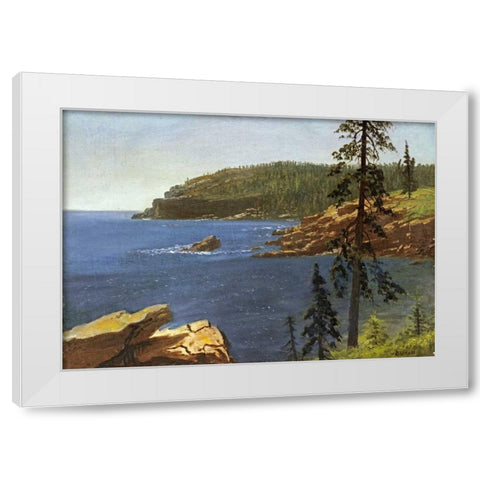 California Coast White Modern Wood Framed Art Print by Bierstadt, Albert