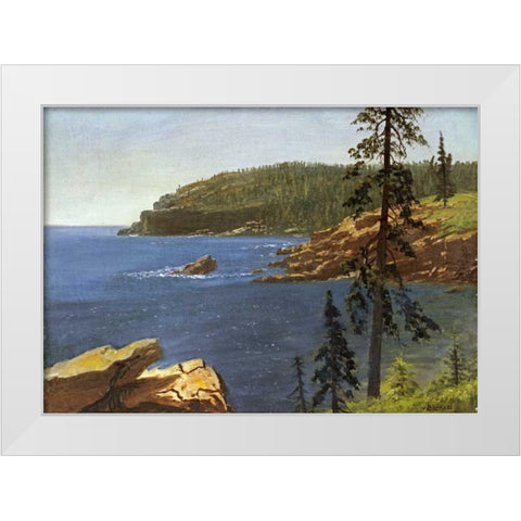 California Coast White Modern Wood Framed Art Print by Bierstadt, Albert