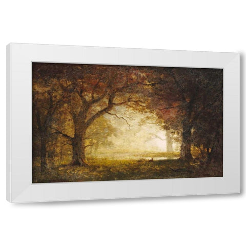 Forest Sunrise White Modern Wood Framed Art Print by Bierstadt, Albert