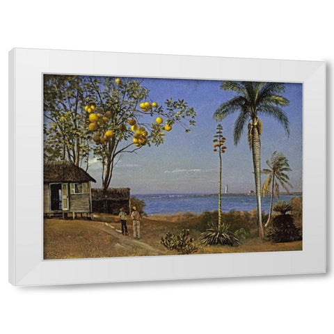 Tropical Scene White Modern Wood Framed Art Print by Bierstadt, Albert