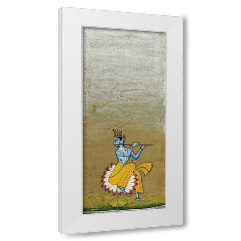Krishna Fluting White Modern Wood Framed Art Print by Bikaner, Ustad Murad