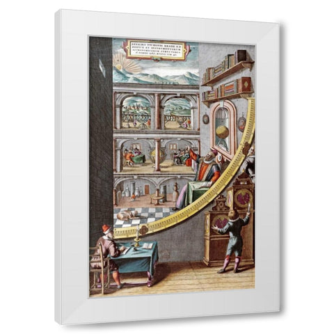 Astronomer Tycho Brahe White Modern Wood Framed Art Print by Blaeu, Johannes